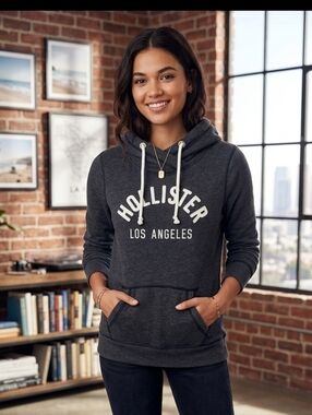 🎀Hollister Charcoal 'Hollister Los Angeles' Pullover Hoodie